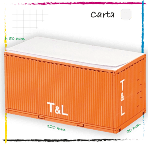 block notes a forma di container personalizzabile con stampa e loghi. gadget aziendale personalizzabile. Publiroom